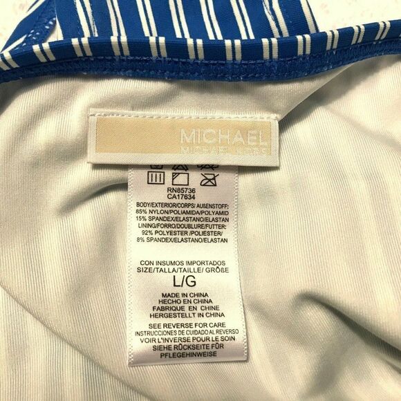Michael Michael Kors Blue & White Stripes Classic Bikini Bottom Sz  Large NEW - Picture 3 of 7